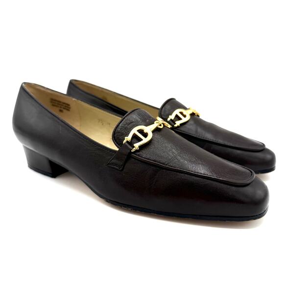 Vintage Etienne Aigner Loafers 7.5M Black Leather Horsebit Spain "Zoey" Preppy - Picture 3 of 14